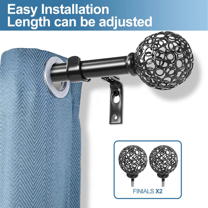 Urbanest Adjustable Planet Ball Finial Curtain Drapery Rod Set, 3-4-inch
