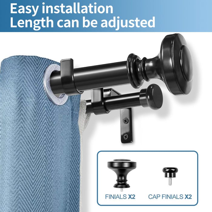 Urbanest Semplice Flat Button 1-inch 5-8 inch Double Drapery Curtain Window Rod Set