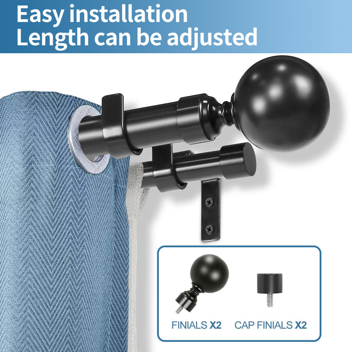Urbanest Steel Ball Manhattan 1-inch 3-4 inch Double Drapery Curtain Window Rod Set
