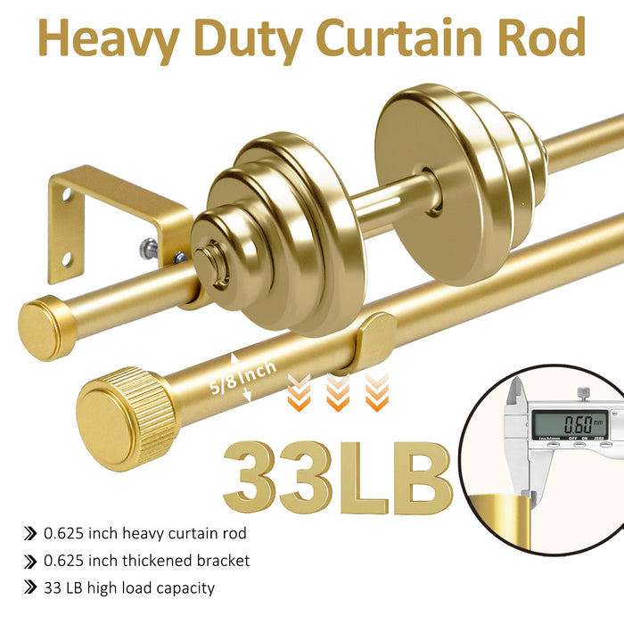 Urbanest 5/8" Diameter Adjustable Double Drapery Curtain Rod Set with Poignee Finials, 28"-48"/48"-84"/84"-120", Gun Metal, Pewter, Matte Gold