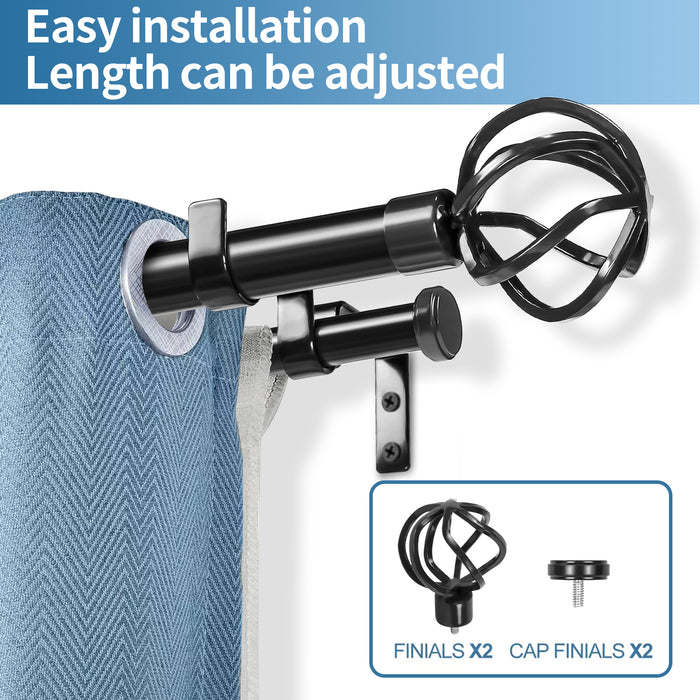 Urbanest Zeffoli Flat Button 1-inch 3-4 inch Double Drapery Curtain Window Rod Set