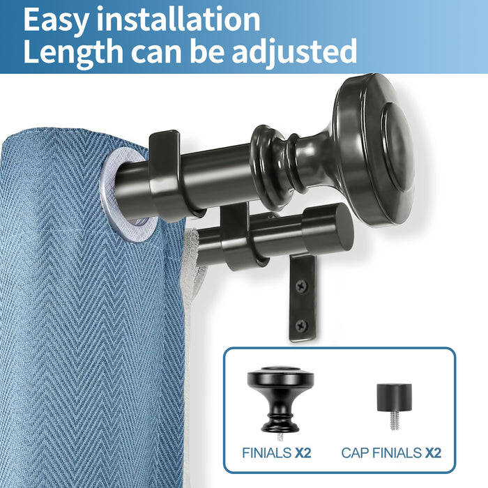 Urbanest Semplice Manhattan 1-inch 3-4 -inch Double Drapery Curtain Window Rod Set