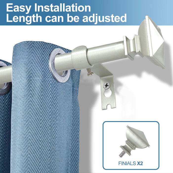 Urbanest Square Urn Adjustable Single Drapery Curtain Rod Set with Rings, 5-8"
