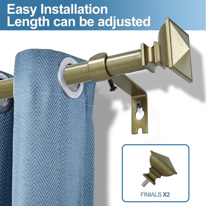 Urbanest Square Urn Adjustable Single Drapery Curtain Rod Set with Rings, 5-8"