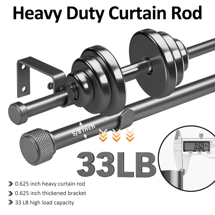 Urbanest 5/8" Diameter Adjustable Double Drapery Curtain Rod Set with Maniglia Finial, 28"-48"/48"-84"/84"-120", Gun Metal, Pewter, Matte Gold