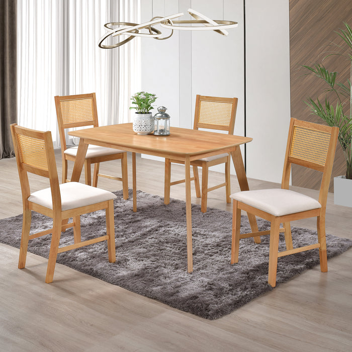 Urbanest Mid-Century Modern Chairs Rattan Dining Chairs, Living Room Chair Set of 2 Accent Chair Grey Fabric Dining Comfy Chair for Kitchen Upholstered Dining Chairs Kitchen and Dining Room Wood Leg Chair