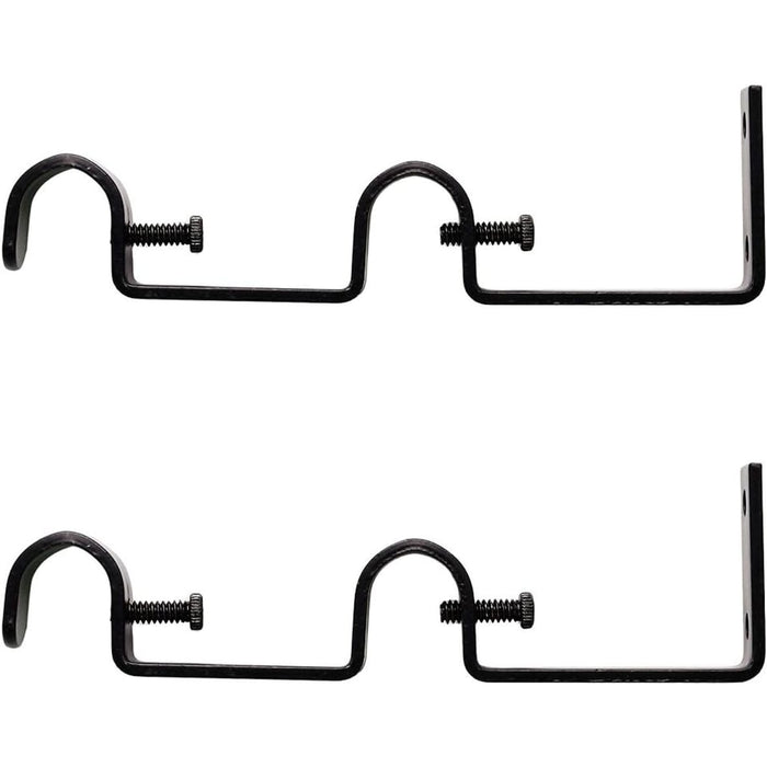 Double Bracket for Curtain Rod, Fits 1-inch Front Rod and 5-8 inch Back Rod
