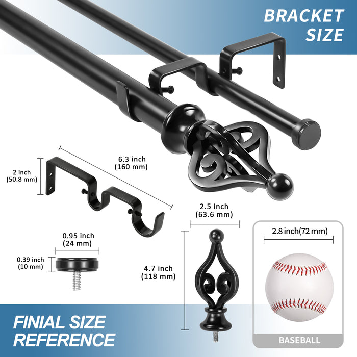 Urbanest Portia Manhattan 1-inch 5-8 inch Double Drapery Curtain Window Rod Set