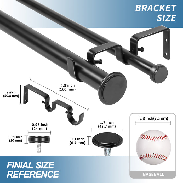 Urbanest Bouton Manhattan 1-inch 5-8 inch Double Drapery Curtain Window Rod Set