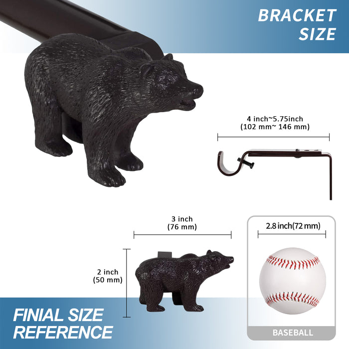 Urbanest 3-4-inch Adjustable Drapery Curtain Rod with Bear Finial