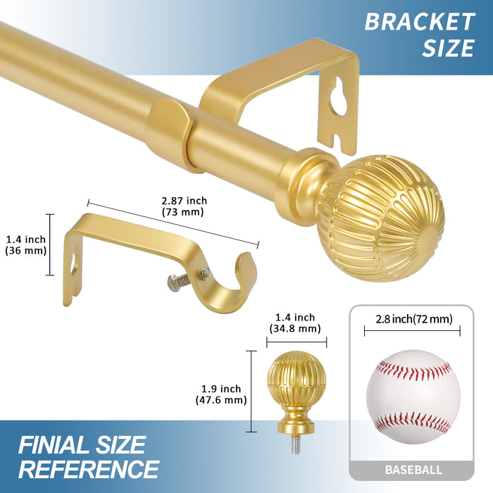 Urbanest 5/8" Single Telescoping Curtain Rod with Volle Ball Finials, 28"-120"