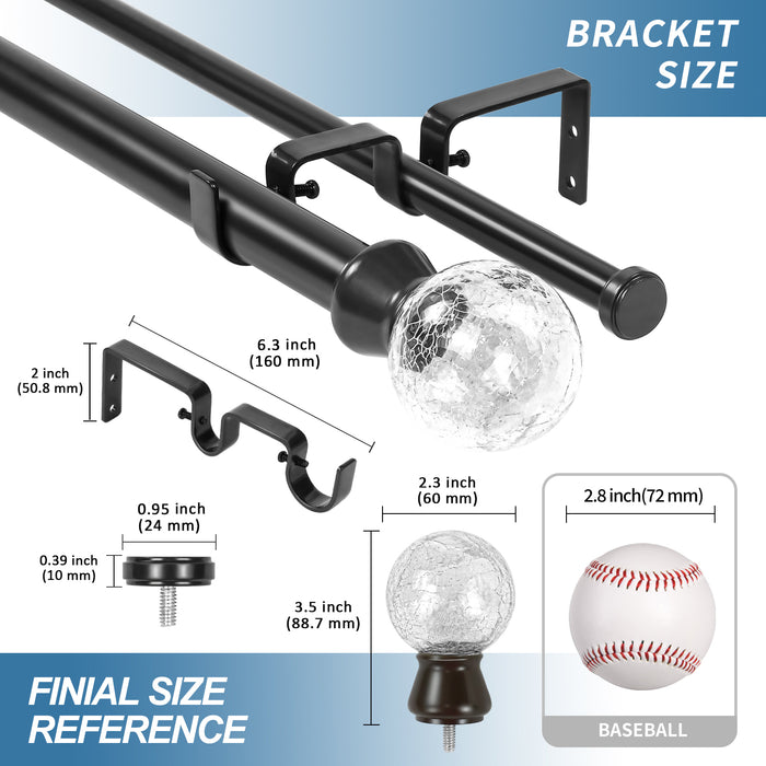 Urbanest Crackle Glass Manhattan 1-inch 5-8-inch Double Drapery Curtain Window Rod Set