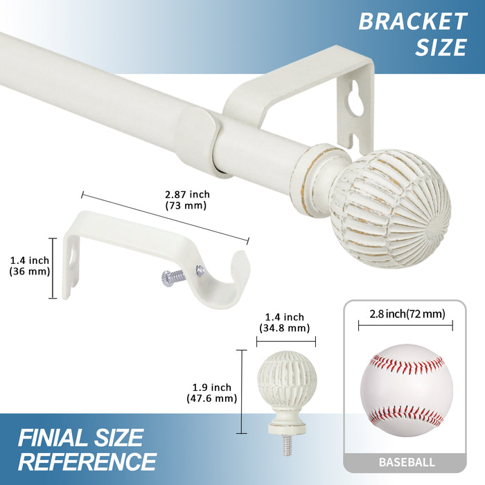 Urbanest 5/8" Single Telescoping Curtain Rod with Volle Ball Finials, 28"-120"