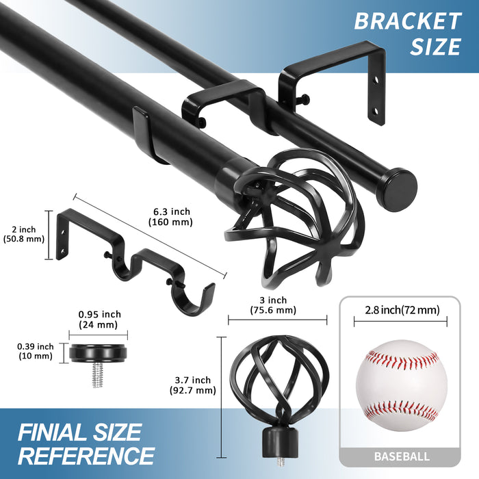 Urbanest Zeffoli Manhattan 1-inch 5-inch 8 inch Double Drapery Curtain Window Rod Set