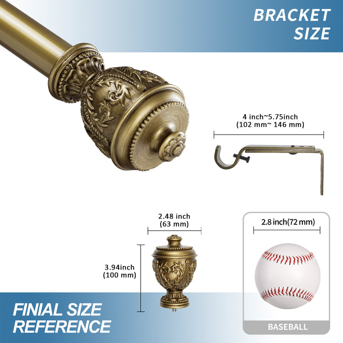 Urbanest 1-inch Diameter Grecian Urn Adjustable Single Drapery Curtain Rod
