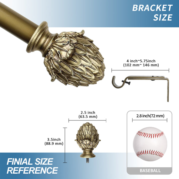 Urbanest 1-inch Diameter Artichoke Adjustable Single Drapery Curtain Rod