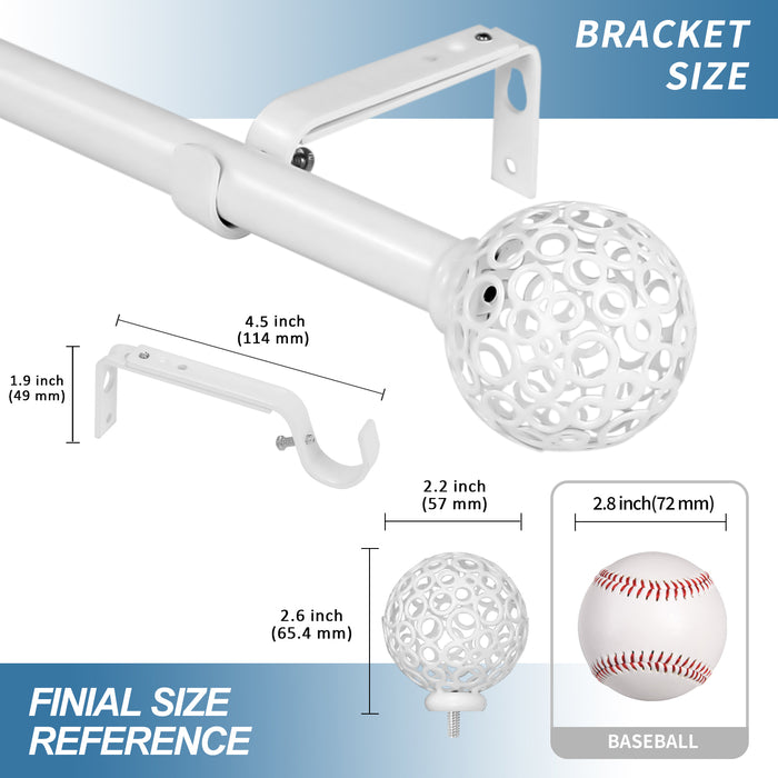 Urbanest Planet Ball Finial Curtain Drapery Rod Set, 3-4-inch