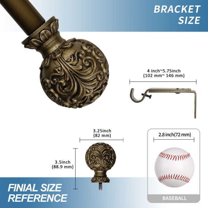 Urbanest 1-inch Diameter Scroll Ball Adjustable Single Drapery Curtain Rod