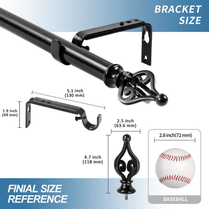 1-inch Diameter Portia Adjustable Single Drapery Curtain Rod