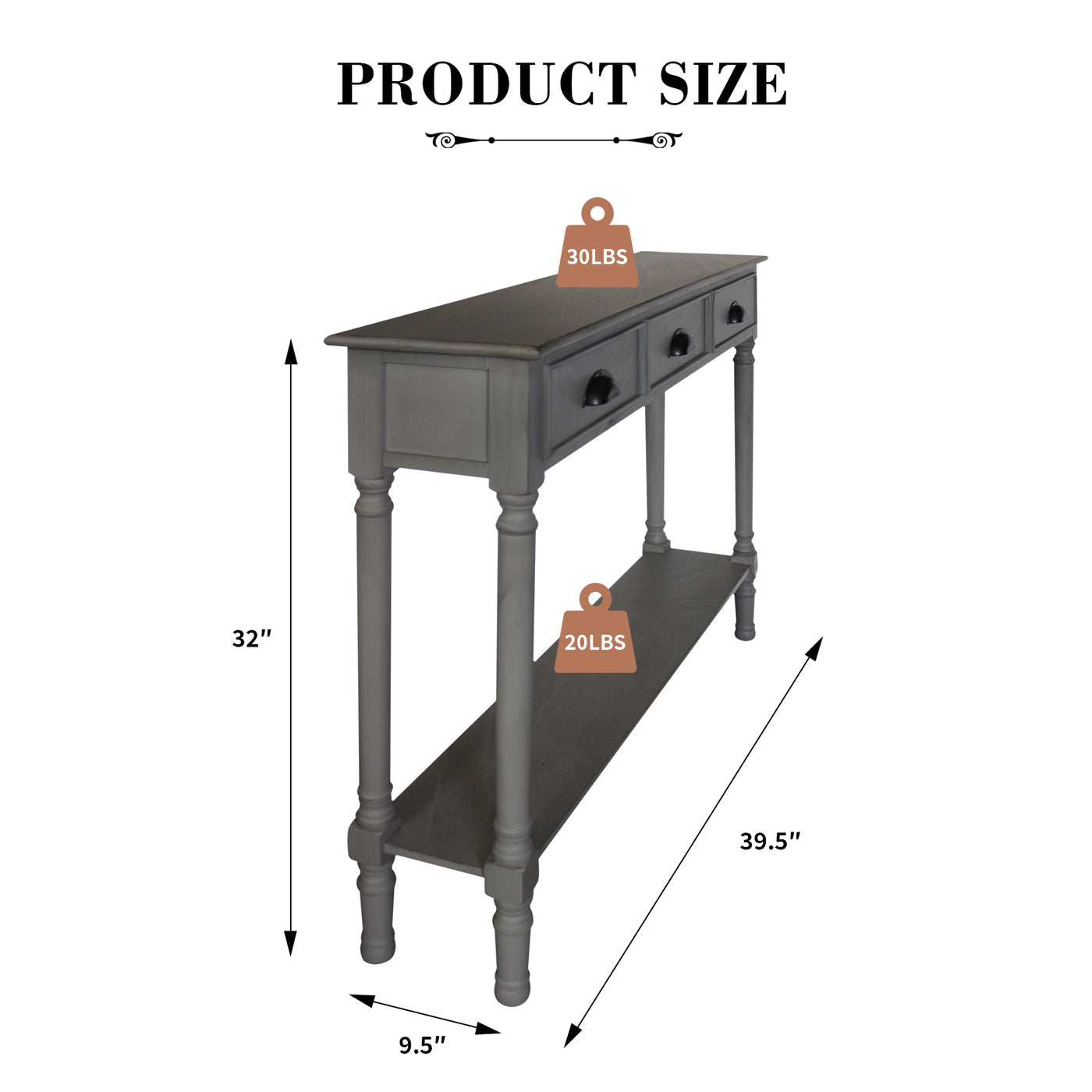 Burlington Console Table with 3 Drawers, 32-inch Tall, 39 1/2-inch Wid ...