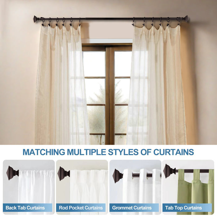 Urbanest Square Urn Adjustable Single Drapery Curtain Rod Set with Rings, 5-8"