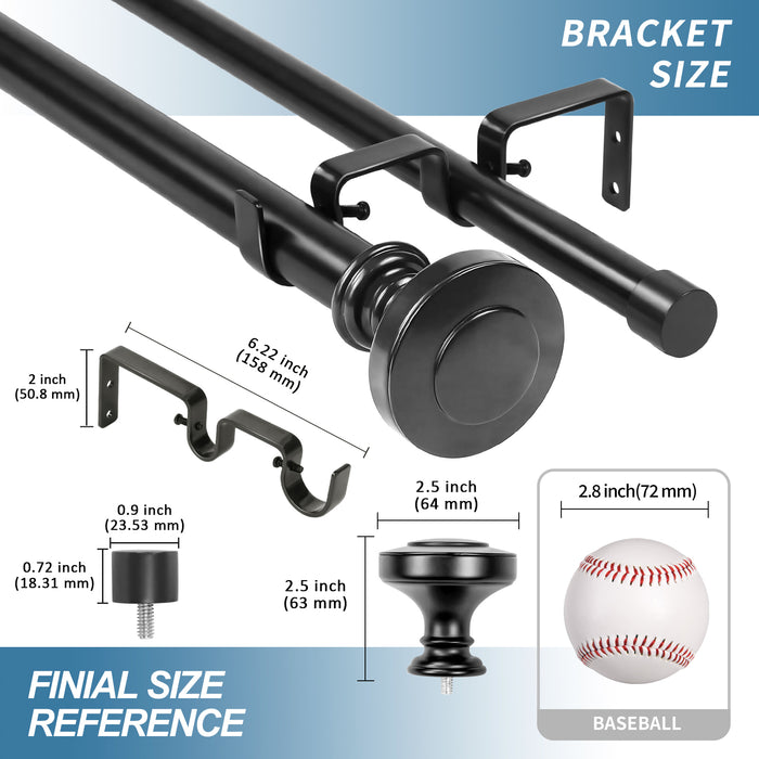 Urbanest Semplice Manhattan 1-inch 3-4 -inch Double Drapery Curtain Window Rod Set