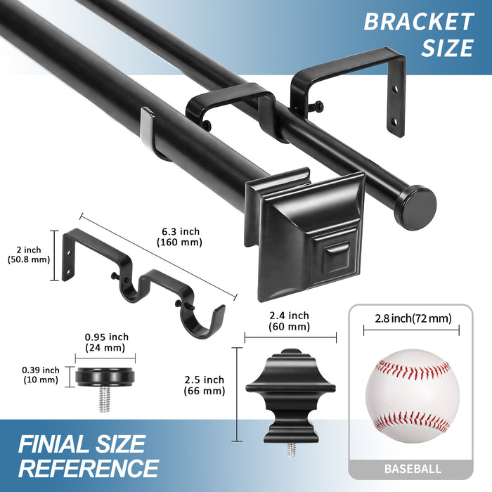 Urbanest Pila Manhattan 1-inch 5-8 inch Double Drapery Curtain Window Rod Set