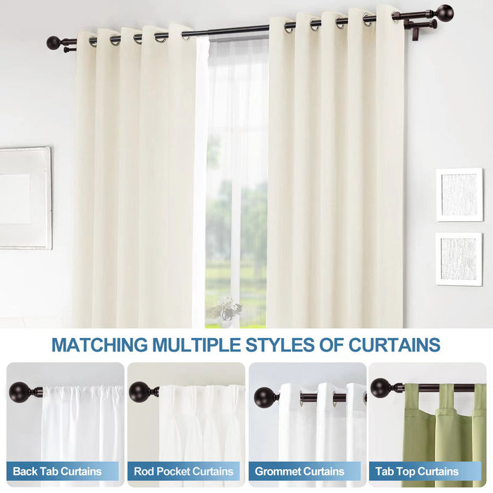 Urbanest Steel Ball Flat Button 1-inch 5-8 inch Double Drapery Curtain Window Rod Set