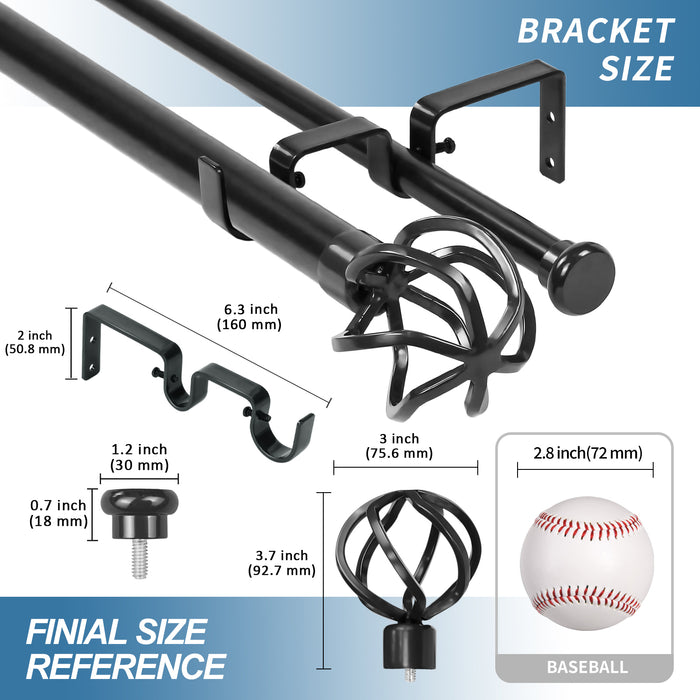 Urbanest Zeffoli Flat Button 1-inch 5-8-inch Double Drapery Curtain Window Rod Set