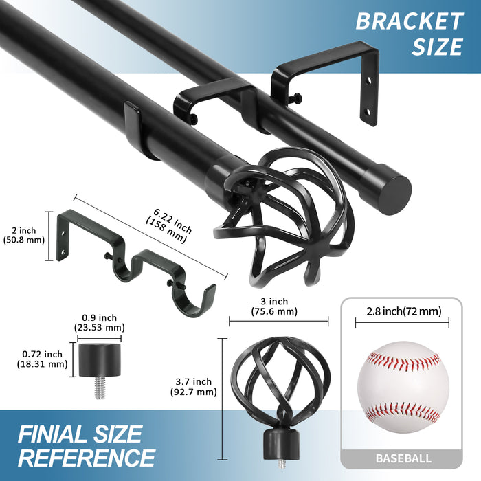 Urbanest Zeffoli Manhattan 1-inch 3-4 inch Double Drapery Curtain Window Rod Set