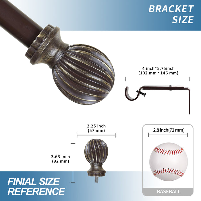 Urbanest 1-inch Diameter Lecca Adjustable Single Drapery Curtain Rod - 7 Finishes