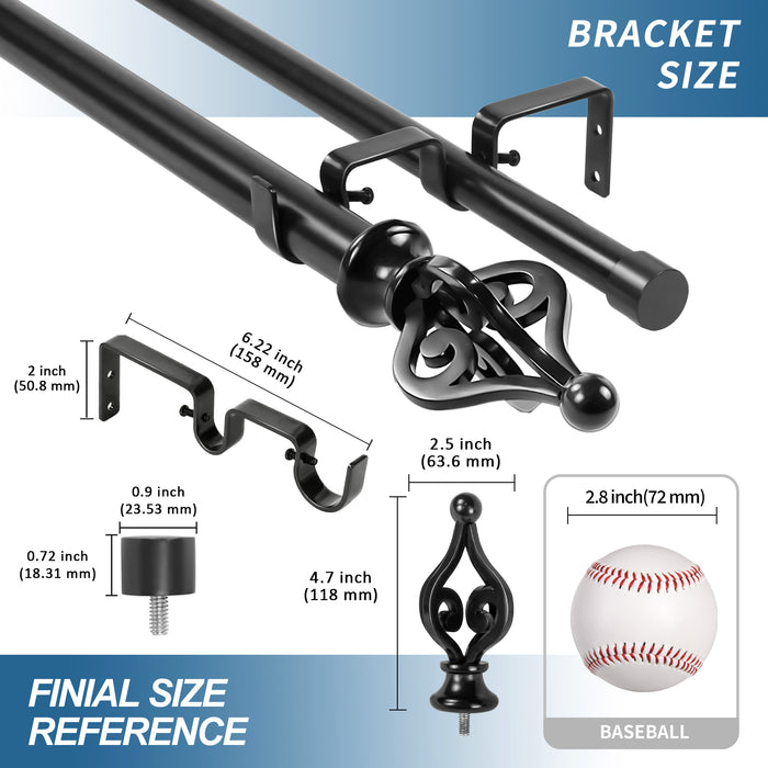 Urbanest Portia Manhattan 1-inch 3-4 inch Double Drapery Curtain Window Rod Set