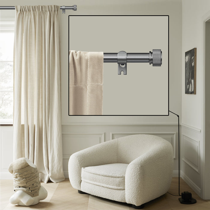 Urbanest 5/8" Diameter Adjustable Single Drapery Curtain Rod Set with Poignee Finials, 28"-48"/48"-84"/84"-120", Gun Metal, Pewter, Matte Gold