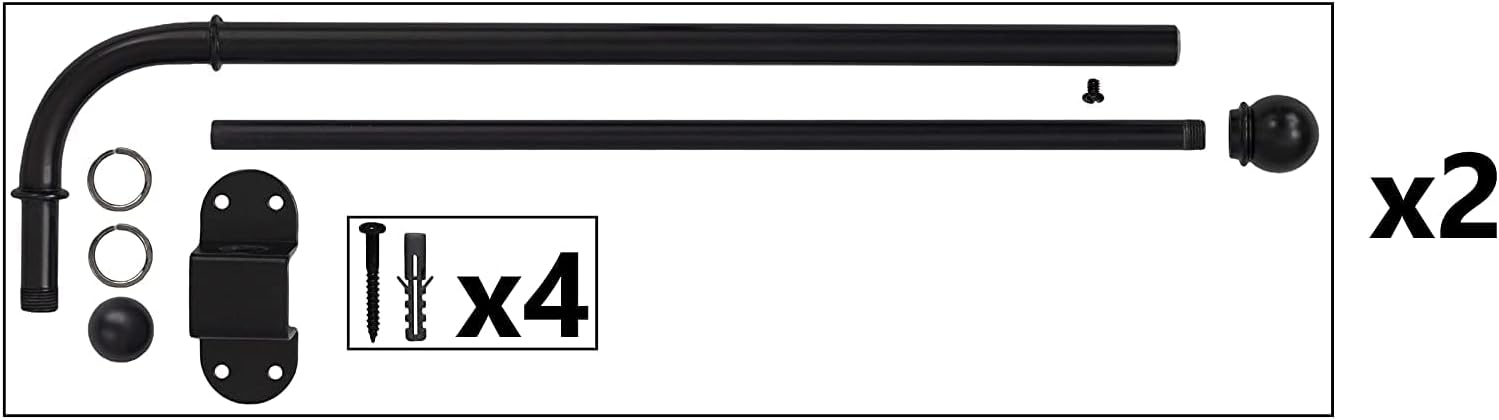 Urbanest Swing Arm Curtain Drapery Rod, 0.75" Dia, 14" to 24"