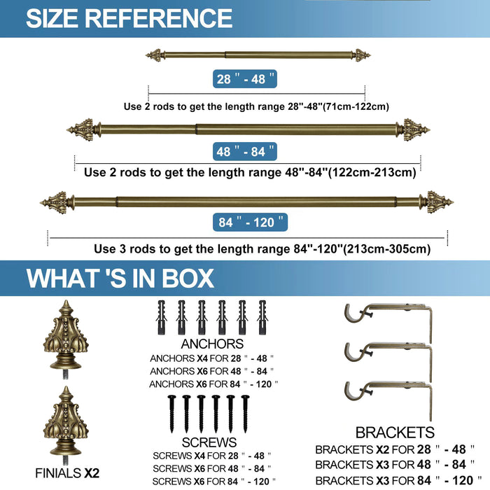 Urbanest 1-inch Diameter Regale Adjustable Single Drapery Curtain Rod