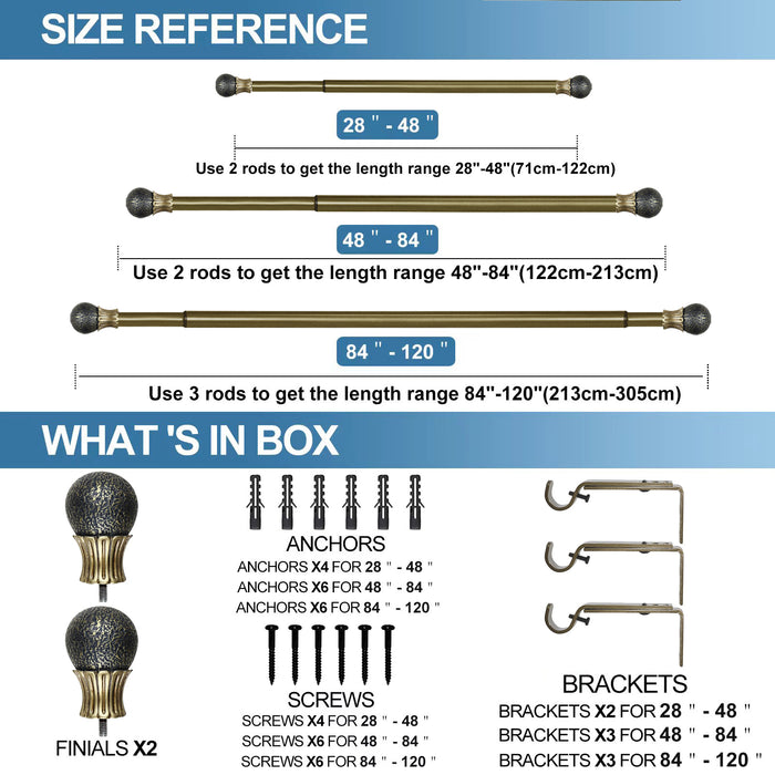Urbanest 1-inch Dovato Adjustable Single Drapery Curtain Rod - 2 Finishes