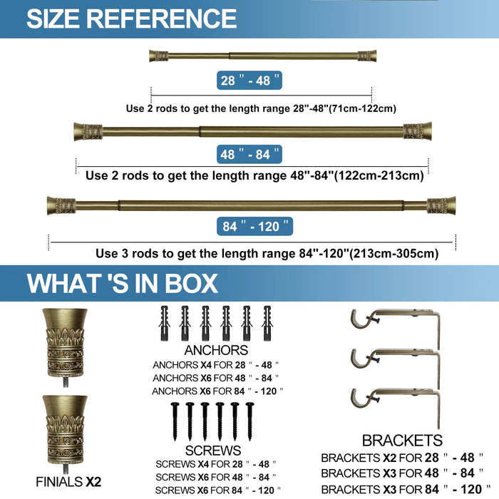 Urbanest 1-inch Diameter Tribale Adjustable Single Drapery Curtain Rod
