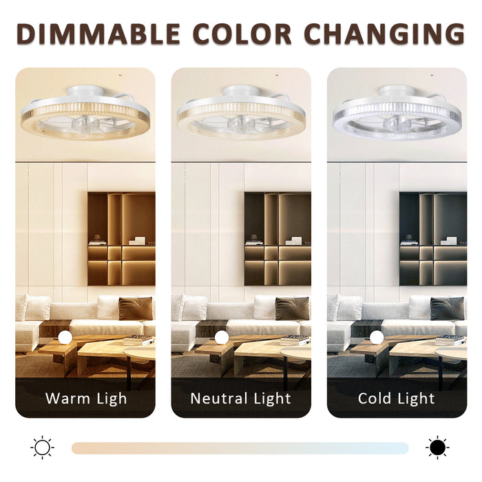 Ultra Low Profile Ceiling Fans with Lights and Remote Ultra Quiet 25 dB, 16.5" Modern Flush Mount Ceiling Fan LED Ceiling Fan Fandelier (Black, White)