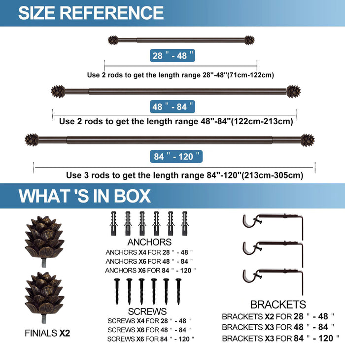 Pinecone Adjustable Drapery Curtain Rod