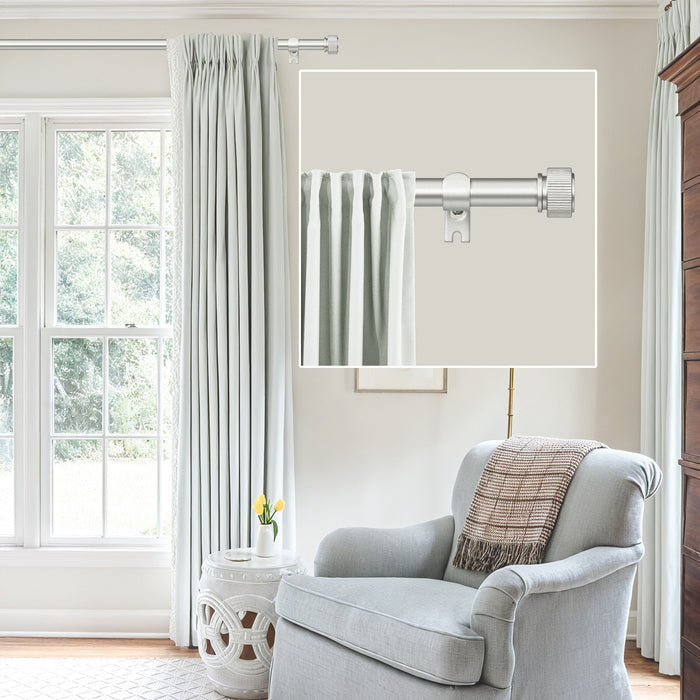 Urbanest 5/8" Diameter Adjustable Single Drapery Curtain Rod Set with Poignee Finials, 28"-48"/48"-84"/84"-120", Gun Metal, Pewter, Matte Gold