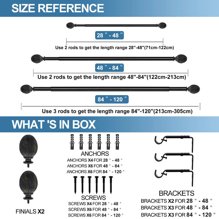Urbanest Lato 1-inch Diameter Adjustable Curtain Rod
