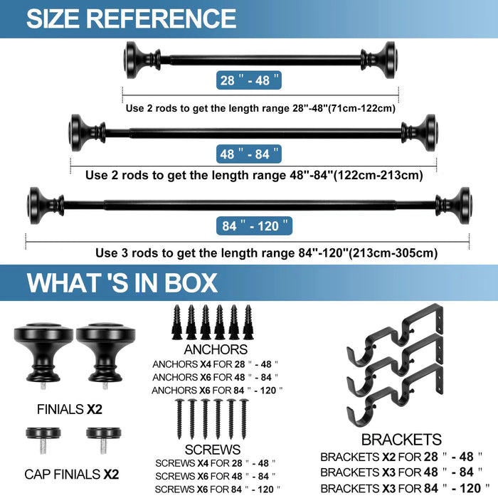 Urbanest Semplice Manhattan 1-inch 5-8 inch Double Drapery Curtain Window Rod Set