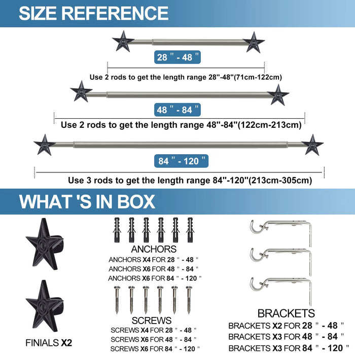 Urbanest Star Window Curtain Drapery Rod Set