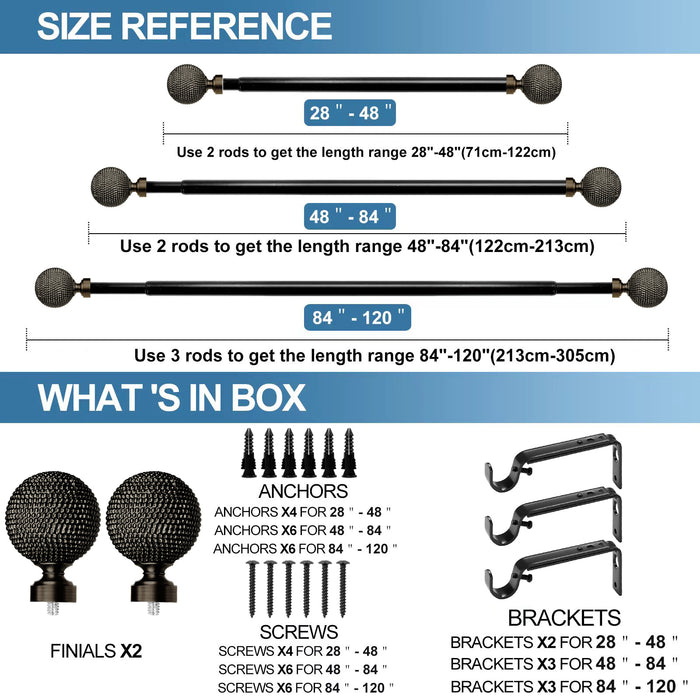 Urbanest 1-inch Diameter Giato Adjustable Single Drapery Curtain Rod