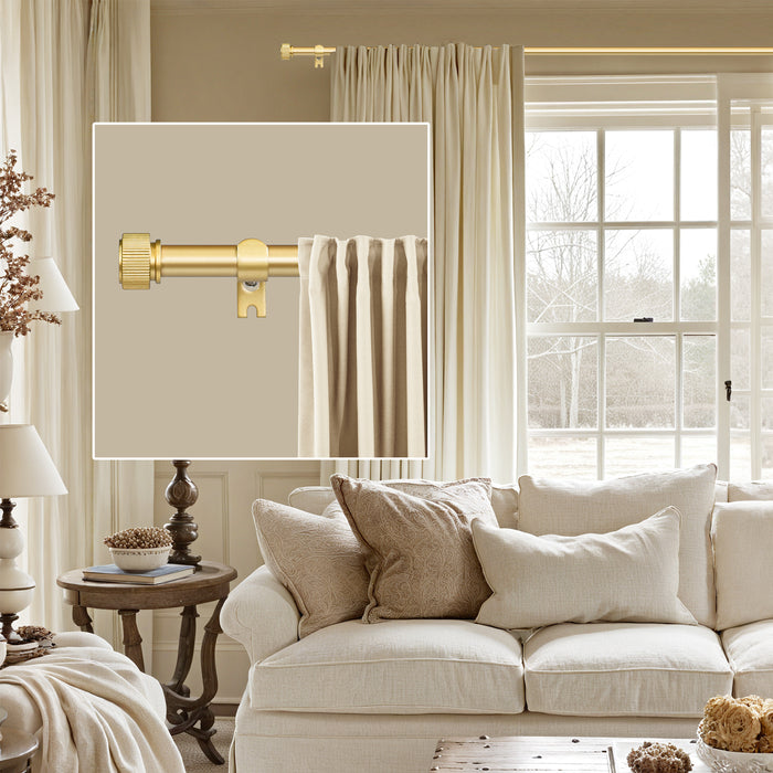 Urbanest 5/8" Diameter Adjustable Single Drapery Curtain Rod Set with Poignee Finials, 28"-48"/48"-84"/84"-120", Gun Metal, Pewter, Matte Gold