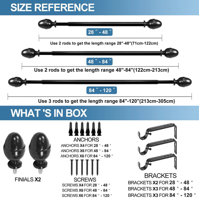 Urbanest Adjustable Acorn Drapery Rod