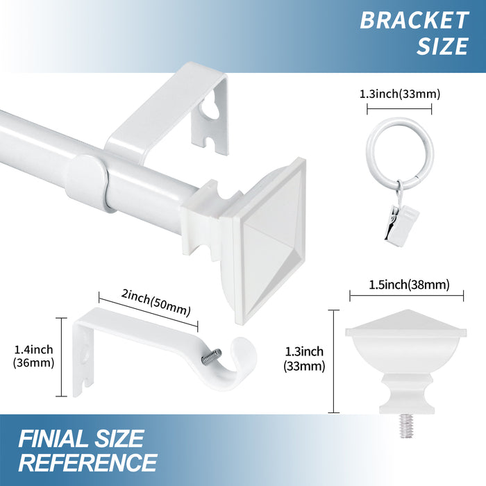 Urbanest Square Urn Adjustable Single Drapery Curtain Rod Set with Rings, 5-8"