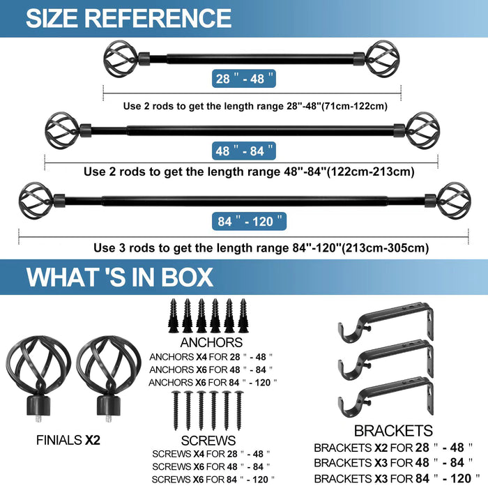 Urbanest 1-inch Diameter Zeffoli Adjustable Single Drapery Curtain Rod
