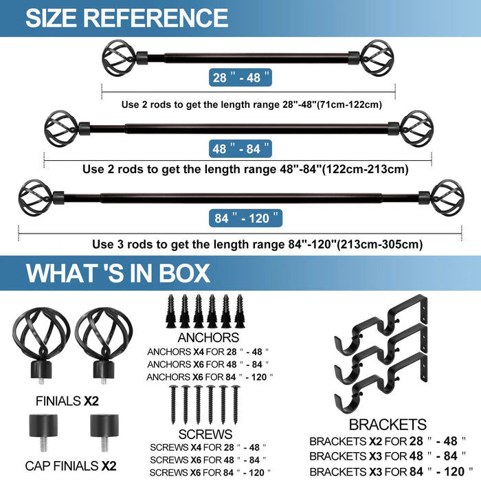 Urbanest Zeffoli Manhattan 1-inch 3-4 inch Double Drapery Curtain Window Rod Set