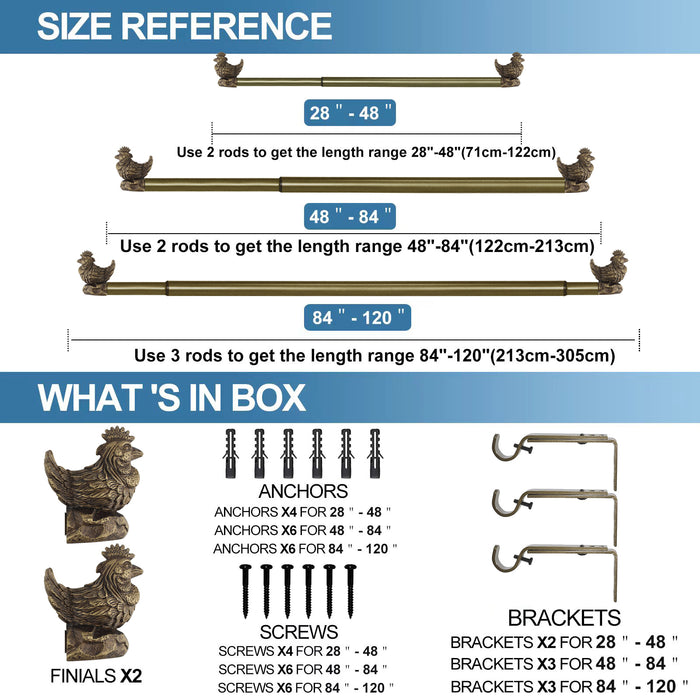 Urbanest 3-4-inch Rooster Adjustable Curtain Rod